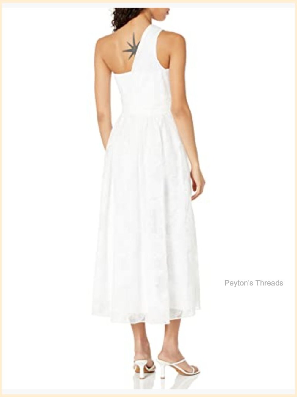 A-line Midi Dress with Lace, One Shoulder, Sleeveless - Picture 2 of 2